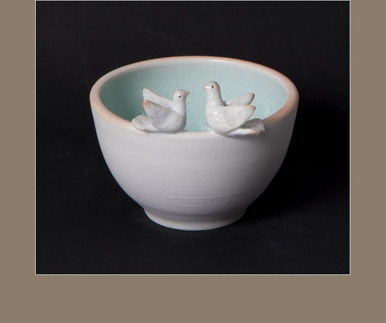 white porcelain dove bowls